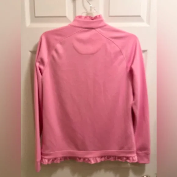 PEBBLE BEACH PERFORMANCE Women’s Pink Golf Athletic Jacket Ruffle Medium - Picture 2 of 5